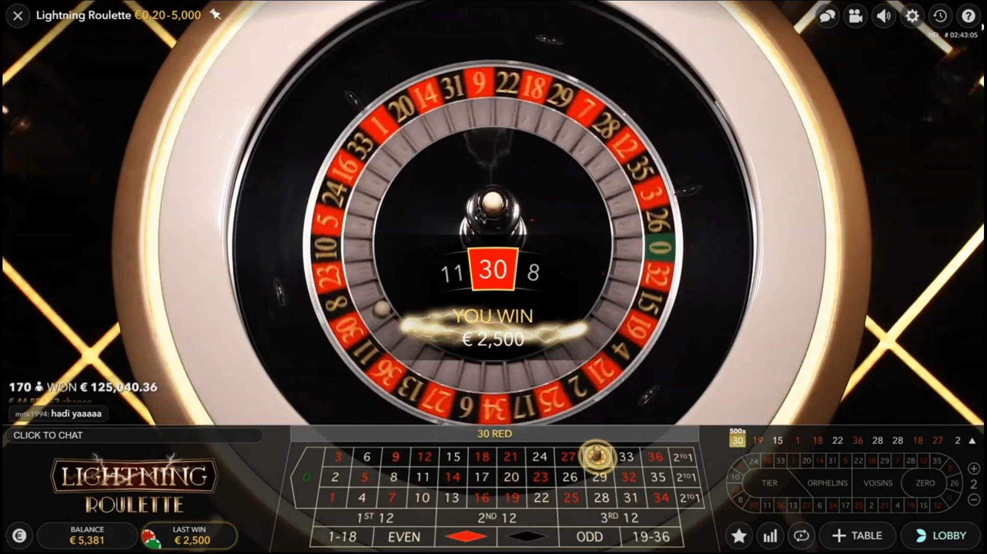 Lightning Roulette Philippine casino game placecard